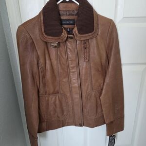Jones New York Women's Brown Leather Jacket